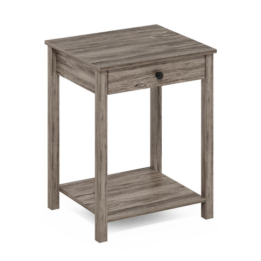 Furinno Classic Side Table With Drawer, Rustic Oak