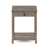 Furinno Classic Side Table With Drawer, Rustic Oak