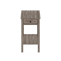 Furinno Classic Rectangular Side Table With Drawer, Rustic Oak