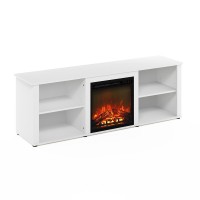 Furinno Classic 70 Inch Tv Stand With Fireplace, Solid White