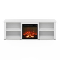 Furinno Classic 70 Inch Tv Stand With Fireplace, Solid White