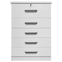 Better Home Products Xia 5 Drawer Chest Of Drawers In White