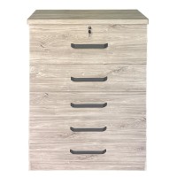 Better Home Products Xia 5 Drawer Chest Of Drawers In Gray Oak