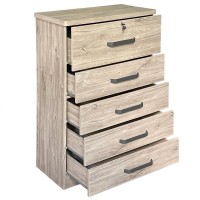 Better Home Products Xia 5 Drawer Chest Of Drawers In Gray Oak