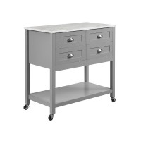 Connell Kitchen Island/Cart Gray/White Marble