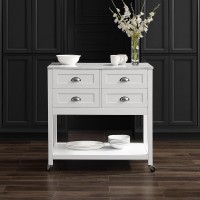 Connell Kitchen Island/Cart White/White Marble