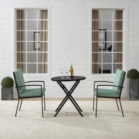 Kaplan 3Pc Outdoor Metal Bistro Set Mist/Oil Rubbed Bronze - Bistro Table & 2 Chairs