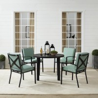 Kaplan 5Pc Outdoor Metal Round Dining Set Mist/Oil Rubbed Bronze - Table & 4 Chairs