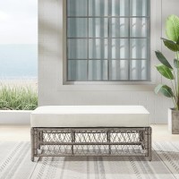Thatcher Outdoor Wicker Coffee Table Ottoman Creme/Driftwood