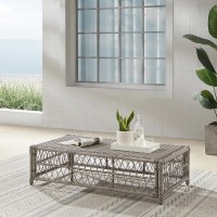 Thatcher Outdoor Wicker Coffee Table Ottoman Creme/Driftwood