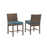 Bradenton 2Pc Outdoor Wicker Dining Chair Set Navy/Weathered Brown - 2 Dining Chairs