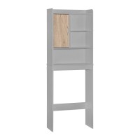 Better Home Products Ace Over-The-Toilet Storage Cabinet In Light Gray & Natural Oak
