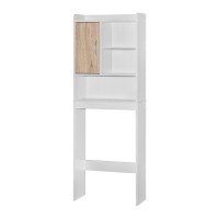 Better Home Products Ace Over-The-Toilet Storage Cabinet In White & Natural Oak