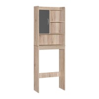 Better Home Products Ace Over-The-Toilet Storage Cabinet In Natural Oak & Dark Gray
