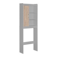 Better Home Products Ace Over-The-Toilet Storage Shelf In Light Gray & Natural Oak
