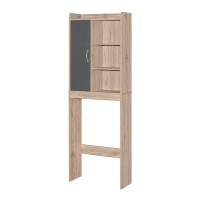 Better Home Products Ace Over-The-Toilet Storage Shelf In Natural Oak & Dark Gray
