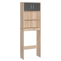 Better Home Products Ace Over-The-Toilet Storage Rack In Natural Oak & Dark Gray