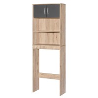 Better Home Products Ace Over-The-Toilet Storage Rack In Natural Oak & Dark Gray