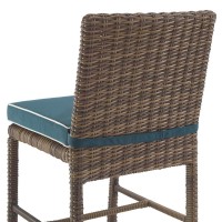 Bradenton 5Pc Outdoor Wicker Dining Set Navy/Weathered Brown - Dining Table & 4 Dining Chairs
