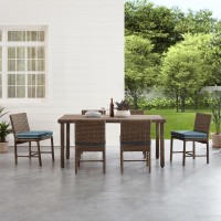 Bradenton 7Pc Outdoor Wicker Dining Set Navy/Weathered Brown - Dining Table & 6 Dining Chairs