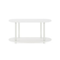 Furinno Turn-N-Tube No Tools Modern Oval Side Table, White/Virgin White