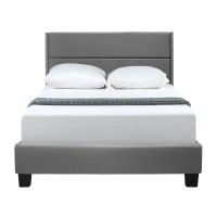 Better Home Products Giulia Faux Leather Upholstered Twin Platform Bed In Gray