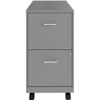 Lys Mobile File Cabinet - 14.3 X 18 X 26.5 - 2 X Drawer(S) For File, Document - Letter - Glide Suspension, Locking Drawer, Mobility, Pull Handle - Silver - Baked Enamel - Steel - Recycled - Assembl