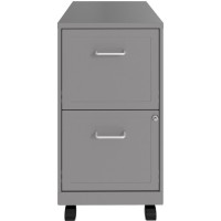 Lys Mobile File Cabinet - 14.3 X 18 X 26.5 - 2 X Drawer(S) For File, Document - Letter - Glide Suspension, Locking Drawer, Mobility, Pull Handle - Silver - Baked Enamel - Steel - Recycled - Assembl