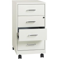 Lys Mobile Storage Cabinet - 14.3 X 18 X 26.5 - 4 X Drawer(S) For File - Letter, Legal - Glide Suspension, Locking Drawer, Mobility - White - Steel - Recycled - Assembly Required