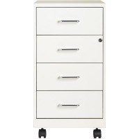 Lys Mobile Storage Cabinet - 14.3 X 18 X 26.5 - 4 X Drawer(S) For File - Letter, Legal - Glide Suspension, Locking Drawer, Mobility - White - Steel - Recycled - Assembly Required