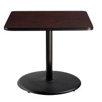 Nps Caf Table, 36 Square, Round Base, 30 Height, Particleboard Core/T-Mold, Brown