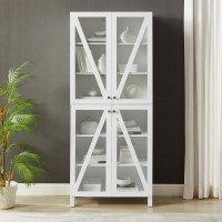 Cassai Tall Storage Pantry White - 2 Stackable Pantries