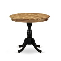 East West Furniture 1-Piece Modern Table With Round Walnut Table Top And Walnut Pedestal Leg Finish