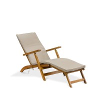 Patio Chair Lounge - Outdoor Acacia Wood Sunlounger Chair For Poolside, Deck, Lawn, 59X21X35 Inch, Natural Oil