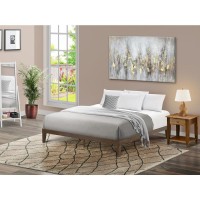 East West Furniture King Size Platform Bed With 4 Solid Wood Legs And 2 Extra Center Legs - Walnut Finish