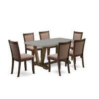 East West Furniture 7-Pc Modern Dining Table Set - 6 Parson Chairs And 1 Kitchen Dining Table (Distressed Jacobean Finish)