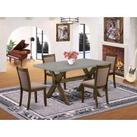 East West Furniture 5-Pc Kitchen Dining Set - 4 Dining Padded Chairs And 1 Kitchen Table (Distressed Jacobean Finish)