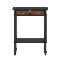 Furinno Turn-N-Tube Tall-Wide Hallway Console Table With Bin, Espresso/Brown