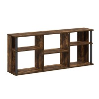 Furinno Classic Tv Stand With Plastic Poles For Tv Up To 65-Inch, Amber Pine/Black