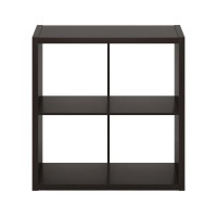 Furinno Cubicle Open Back Decorative Cube Storage Organizer, 4-Cube, Dark Oak
