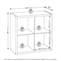 Furinno Cubicle Open Back Decorative Cube Storage Organizer, 4-Cube, White