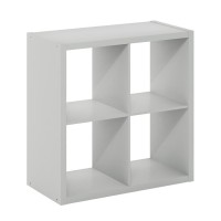 Furinno Cubicle Open Back Decorative Cube Storage Organizer, 4-Cube, Light Grey