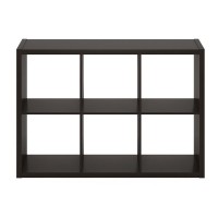 Furinno Cubicle Open Back Decorative Cube Storage Organizer, 6-Cube, Dark Oak