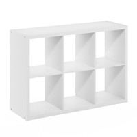 Furinno Cubicle Open Back Decorative Cube Storage Organizer, 6-Cube, White