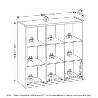 Furinno Cubicle Open Back Decorative Cube Storage Organizer, 9-Cube, Dark Oak