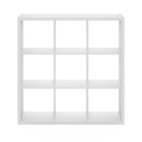 Furinno Cubicle Open Back Decorative Cube Storage Organizer, 9-Cube, White