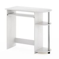 Furinno Simplistic Easy Assembly Computer Desk, White Oak, Stainless Steel Tubes