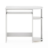 Furinno Simplistic Easy Assembly Computer Desk, White Oak, Stainless Steel Tubes