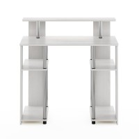 Furinno Jaya Simple Design Computer Writing Desk, White Oak, Stainless Steel Tubes