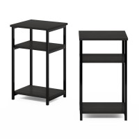 Furinno Just 3-Tier Industrial Metal Frame End Table With Storage Shelves, 2-Pack, Espresso